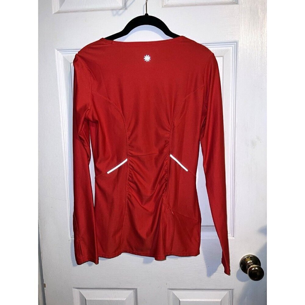 ATHLETA Red Long Sleeve Top Reflective Pullover Athletic Running Zipper Pocket S - Picture 6 of 10